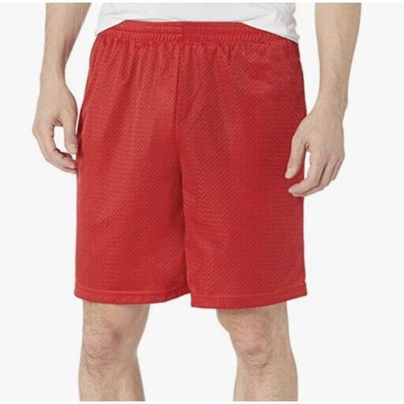 New Mens Athletic Mesh Shorts XL Jersey Pockets Red Gym Basketball - Picture 1 of 11